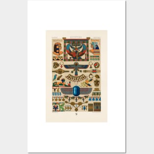 Egyptian motif book plate from L'ornement Polychrome (1888) by Albert Racinet Posters and Art